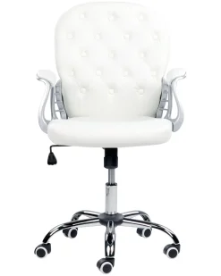 Cadeira De Escritorio Em Pele Sintetica Branca Princess