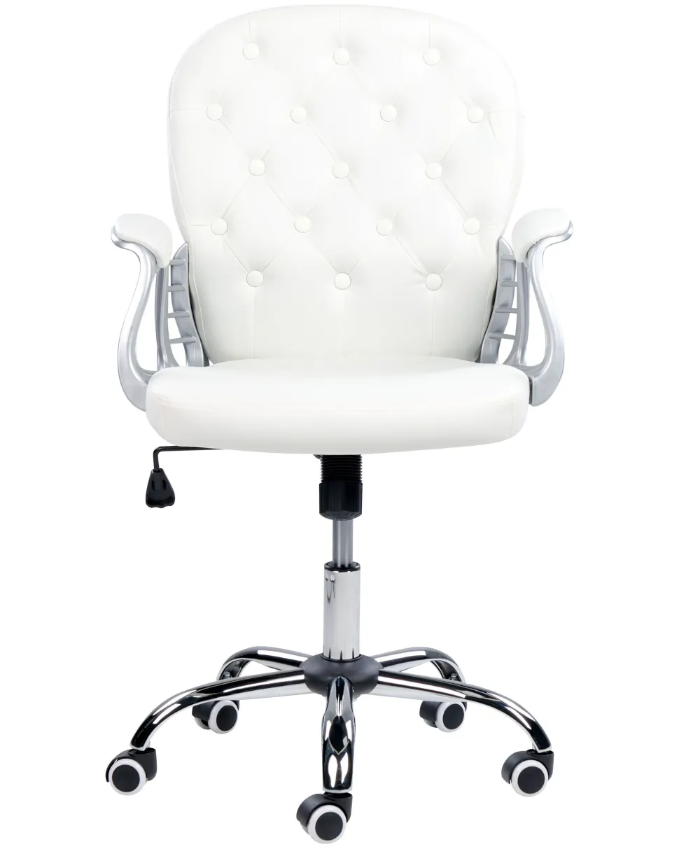 Cadeira De Escritorio Em Pele Sintetica Branca Princess
