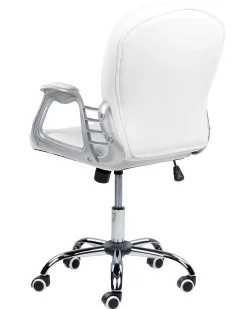 Cadeira De Escritorio Em Pele Sintetica Branca Princess