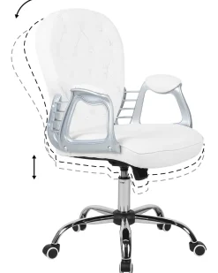 Cadeira De Escritorio Em Pele Sintetica Branca Princess