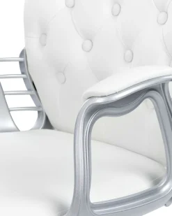 Cadeira De Escritorio Em Pele Sintetica Branca Princess