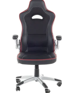 Cadeira De Escritorio Em Pele Sintetica Preta E Vermelha Master