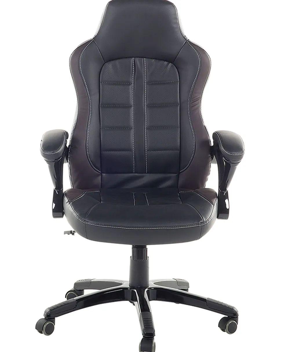 Cadeira De Escritorio Em Pele Sintetica Preta E Castanha Escura Prince