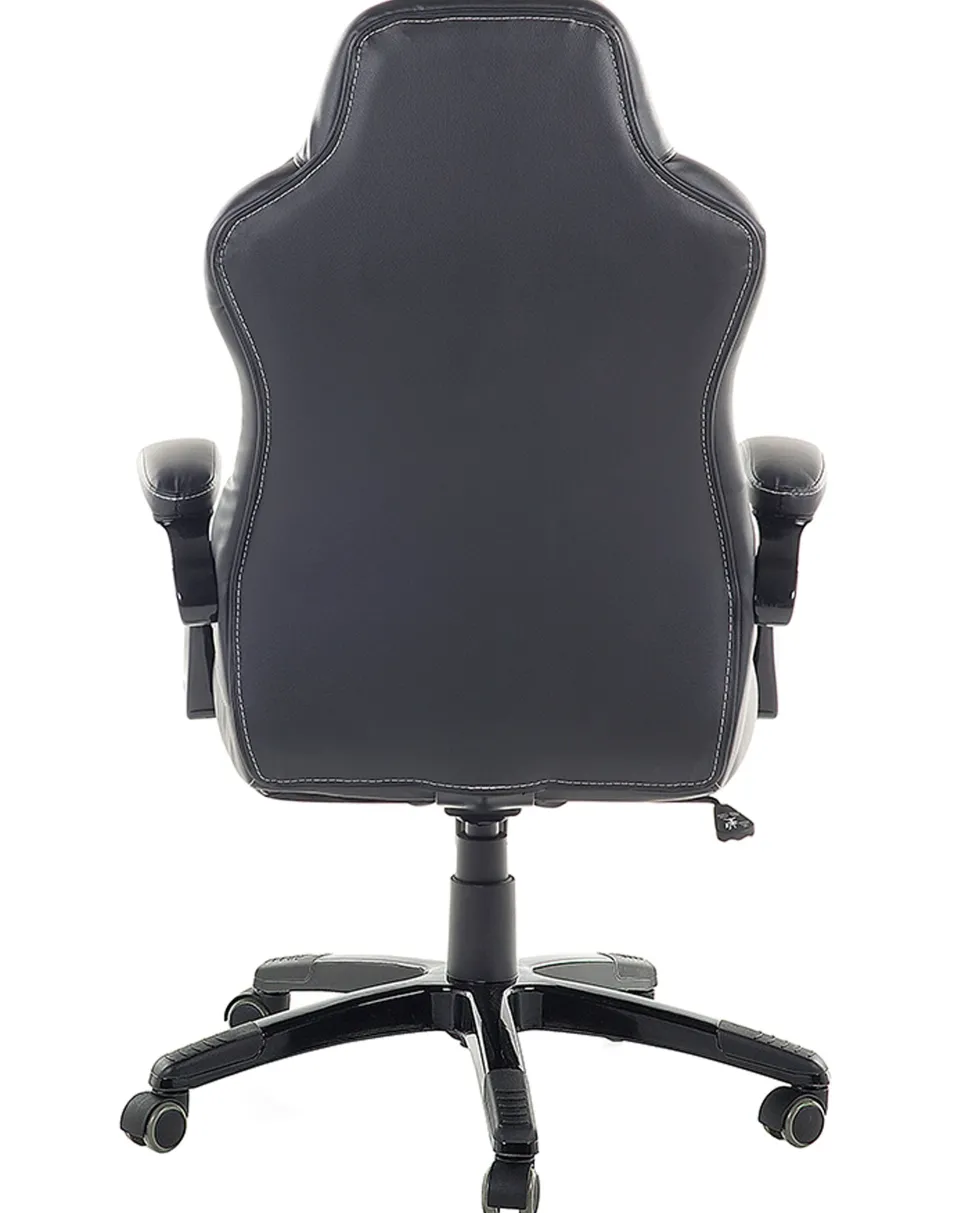 Cadeira De Escritorio Em Pele Sintetica Preta E Castanha Escura Prince