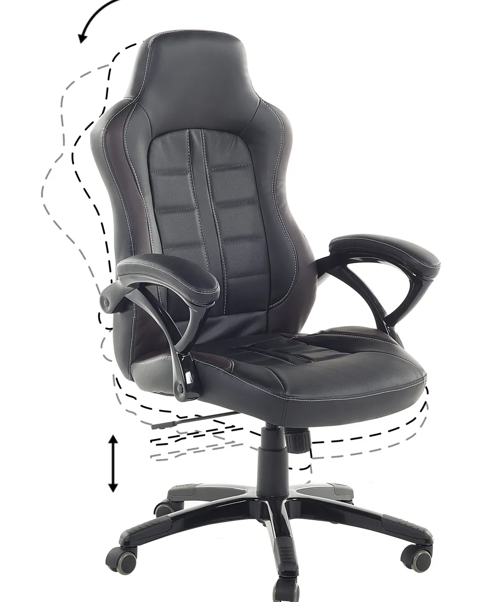 Cadeira De Escritorio Em Pele Sintetica Preta E Castanha Escura Prince