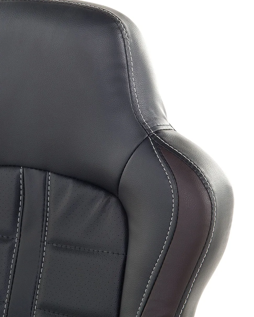 Cadeira De Escritorio Em Pele Sintetica Preta E Castanha Escura Prince