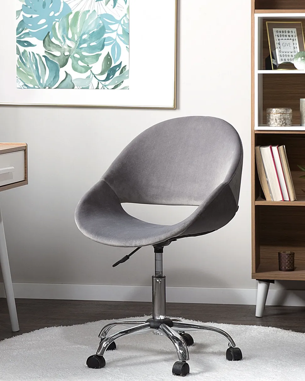 Cadeira De Escritorio Em Veludo Cinzento Selma