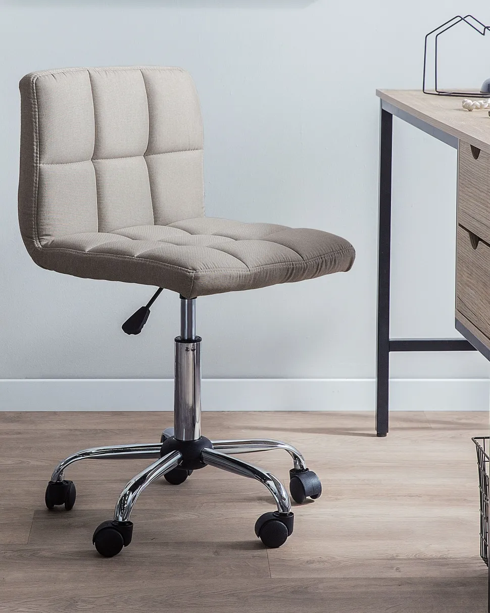 Cadeira De Escritorio Em Tecido Creme Marion