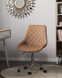 Cadeira De Escritorio Em Pele Sintetica Castanha Maribel