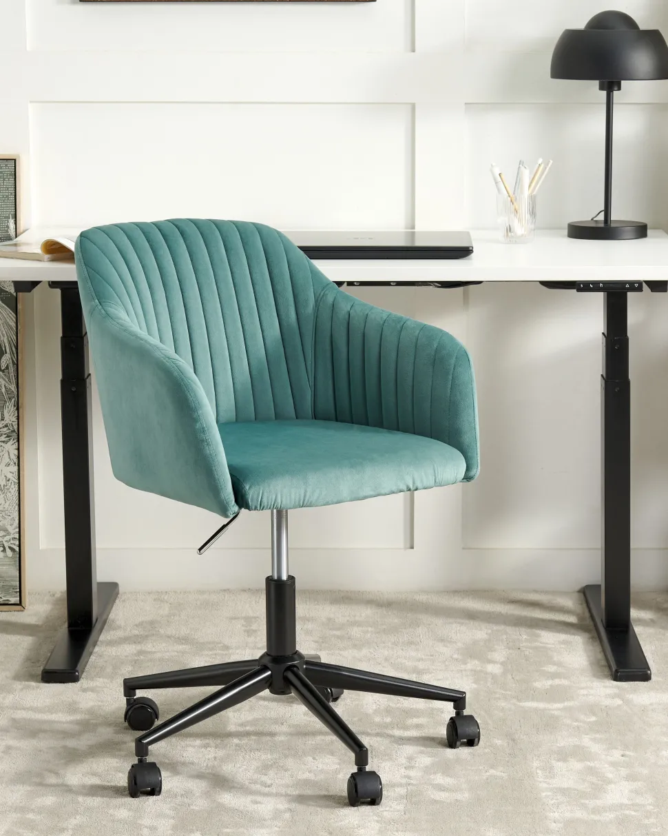 Cadeira De Escritorio Em Veludo Verde Menta Venice