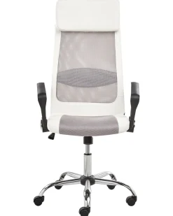 Cadeira De Escritorio Em Pele Sintetica Branca E Cinzenta Pioneer