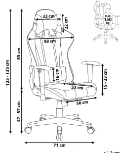 Cadeira De Escritorio Em Pele Sintetica Preta E Branca Gamer
