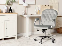 Cadeira De Escritorio Em Veludo Cinzento Claro Princess