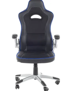 Cadeira De Escritorio Em Pele Sintetica Preta E Azul Master