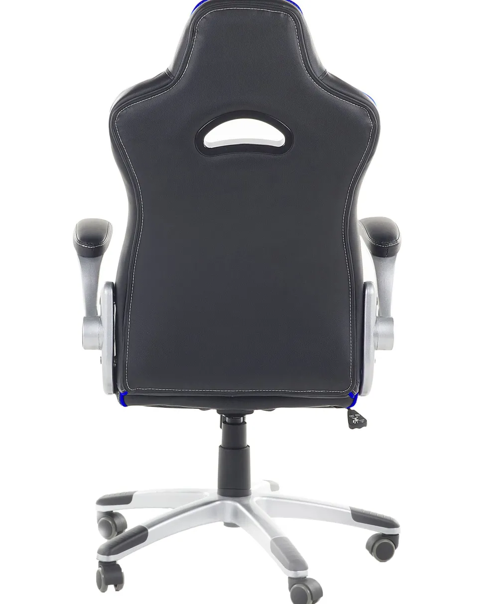 Cadeira De Escritorio Em Pele Sintetica Preta E Azul Master