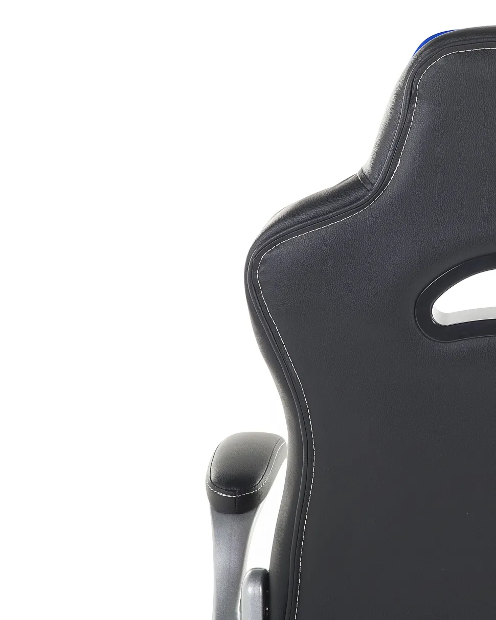 Cadeira De Escritorio Em Pele Sintetica Preta E Azul Master