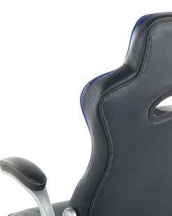 Cadeira De Escritorio Em Pele Sintetica Preta E Azul Master