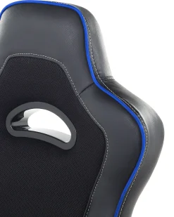 Cadeira De Escritorio Em Pele Sintetica Preta E Azul Master