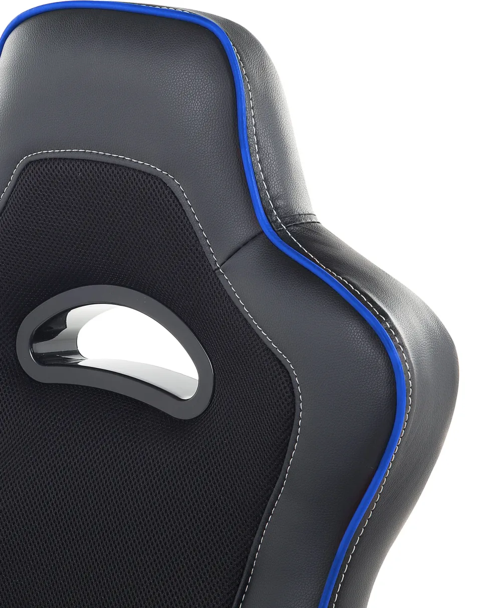 Cadeira De Escritorio Em Pele Sintetica Preta E Azul Master