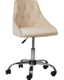 Cadeira De Escritorio Em Veludo Creme Parrish