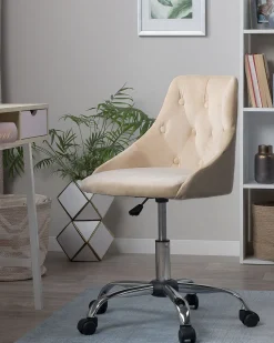 Cadeira De Escritorio Em Veludo Creme Parrish