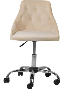 Cadeira De Escritorio Em Veludo Creme Parrish