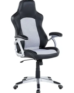 Cadeira De Escritorio Em Pele Sintetica Preta E Cinzenta Explorer