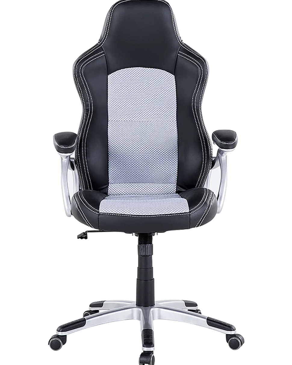 Cadeira De Escritorio Em Pele Sintetica Preta E Cinzenta Explorer