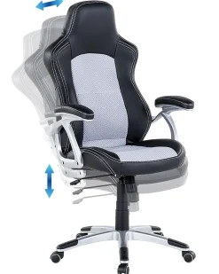 Cadeira De Escritorio Em Pele Sintetica Preta E Cinzenta Explorer