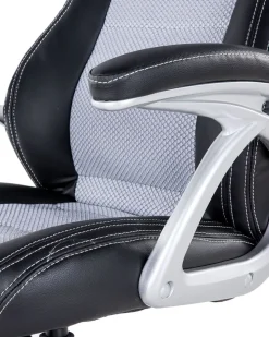 Cadeira De Escritorio Em Pele Sintetica Preta E Cinzenta Explorer