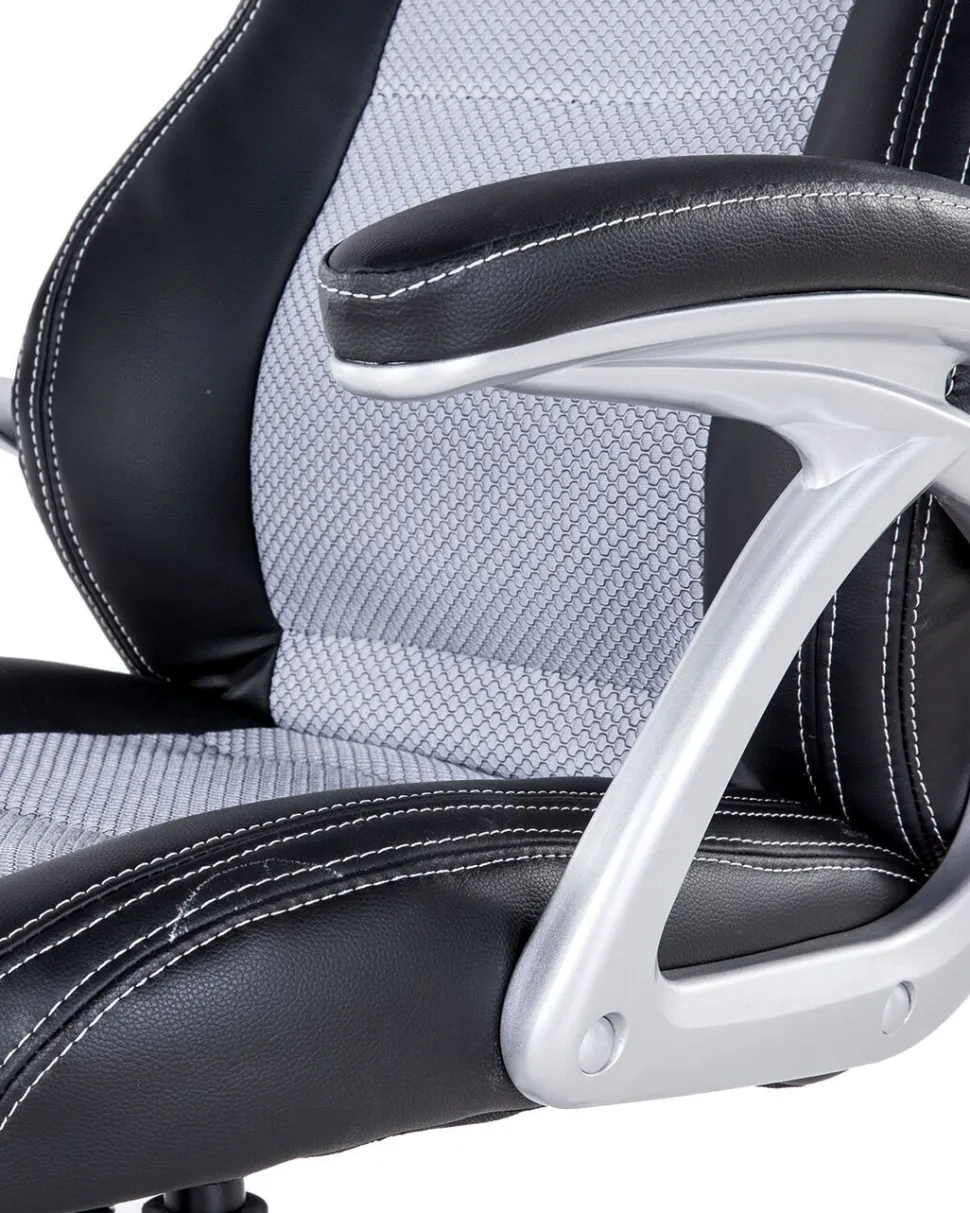 Cadeira De Escritorio Em Pele Sintetica Preta E Cinzenta Explorer