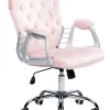 Cadeira De Escritorio Em Veludo Rosa Com Cristais Princess