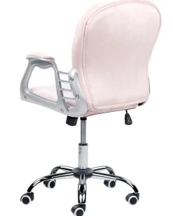 Cadeira De Escritorio Em Veludo Rosa Com Cristais Princess