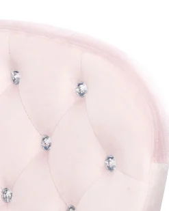 Cadeira De Escritorio Em Veludo Rosa Com Cristais Princess