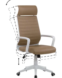 Cadeira De Escritorio Em Pele Sintetica Castanha Leader