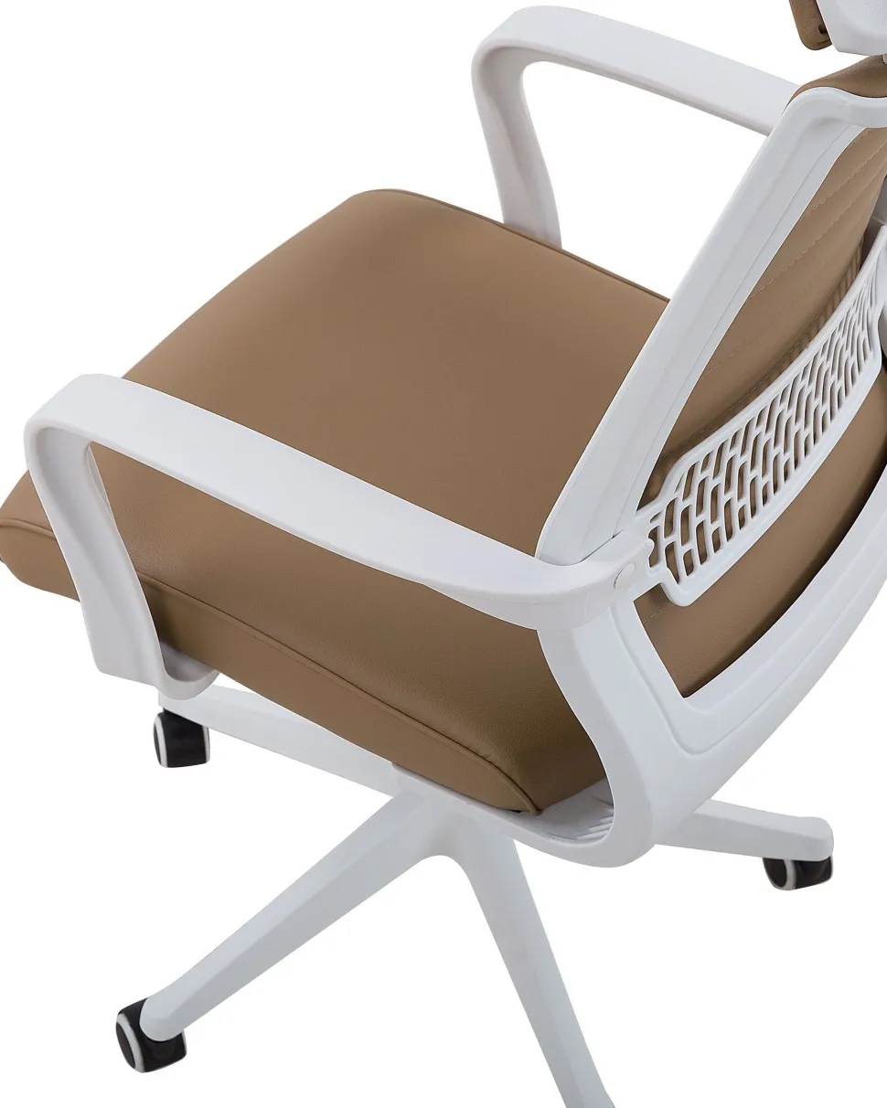 Cadeira De Escritorio Em Pele Sintetica Castanha Leader