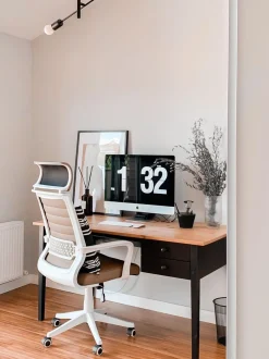 Cadeira De Escritorio Em Pele Sintetica Castanha Leader