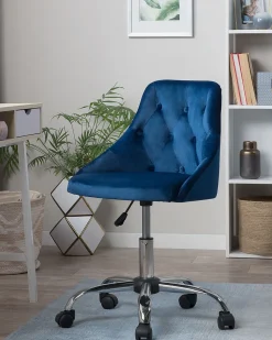 Cadeira De Escritorio Em Veludo Azul Marinho Parrish