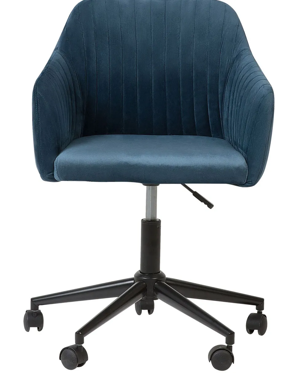 Cadeira De Escritorio Em Veludo Azul Venice