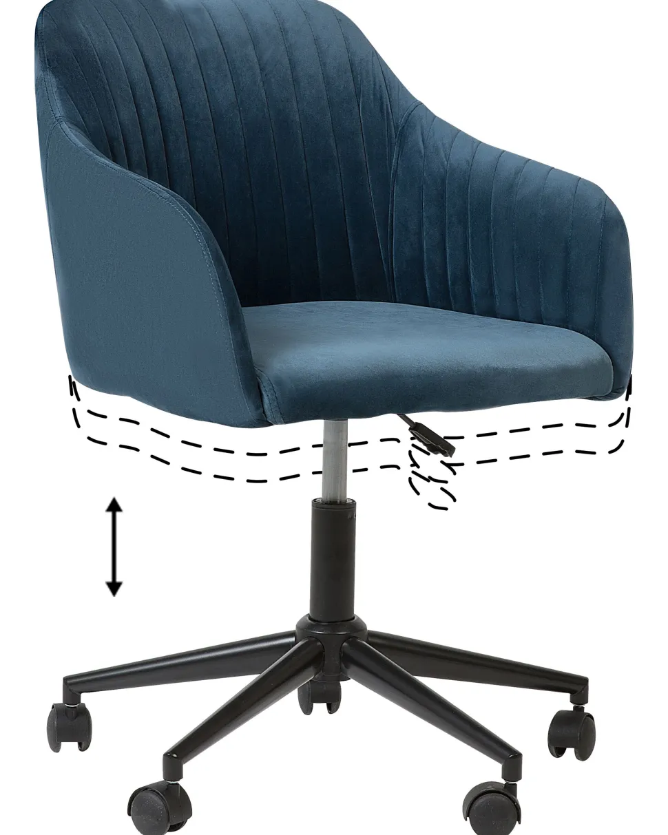 Cadeira De Escritorio Em Veludo Azul Venice
