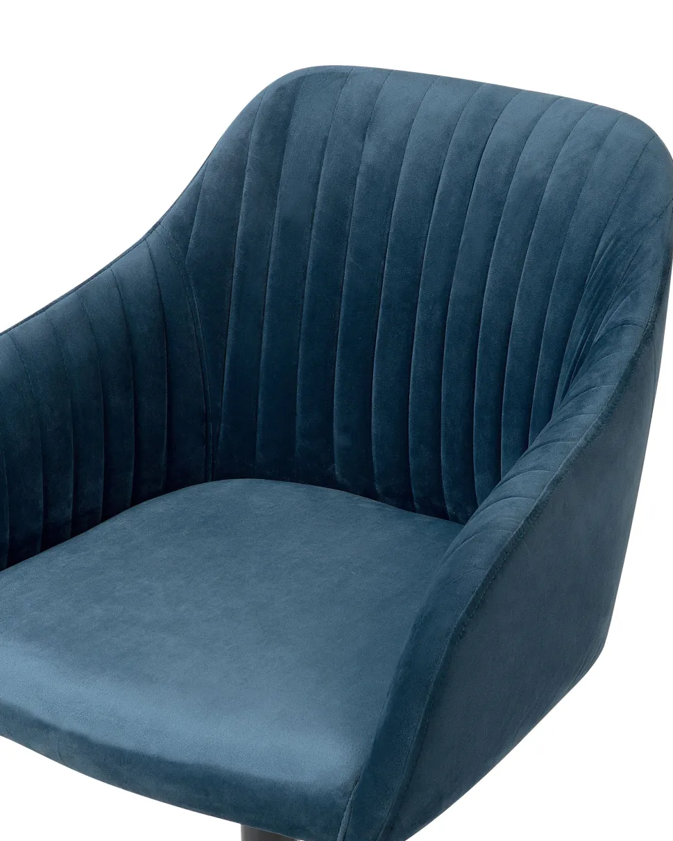 Cadeira De Escritorio Em Veludo Azul Venice