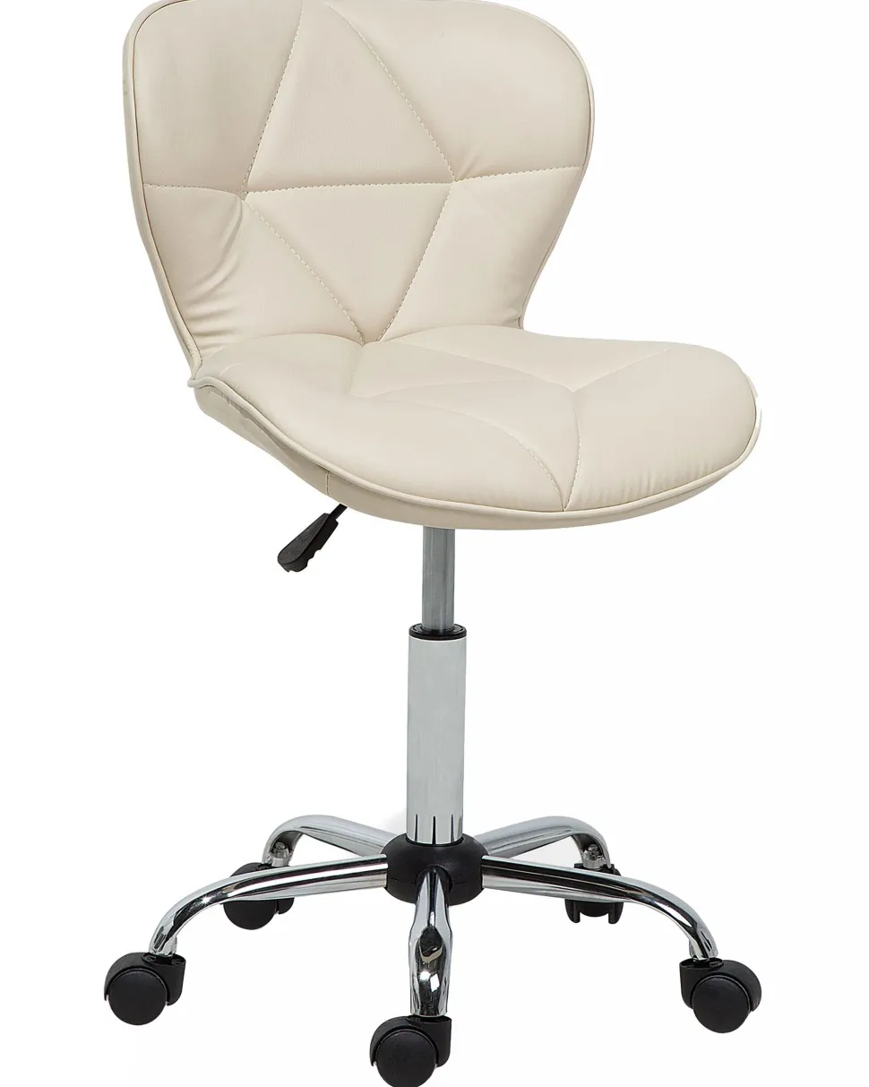 Cadeira De Escritorio Em Pele Sintetica Creme Valetta