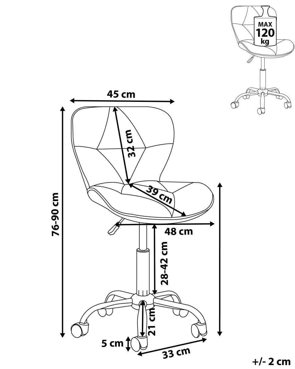 Cadeira De Escritorio Em Pele Sintetica Creme Valetta