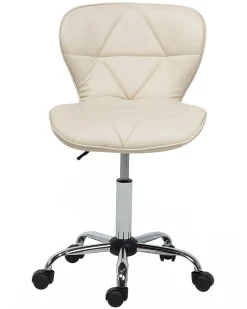 Cadeira De Escritorio Em Pele Sintetica Creme Valetta