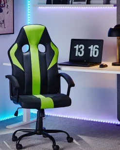 Cadeira De Escritorio Em Pele Sintetica Preta E Verde Success