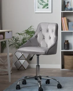 Cadeira De Escritorio Em Veludo Cinzento Parrish