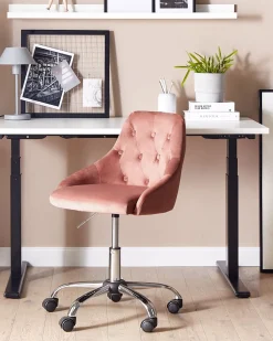 Cadeira De Escritorio Em Veludo Rosa Parrish