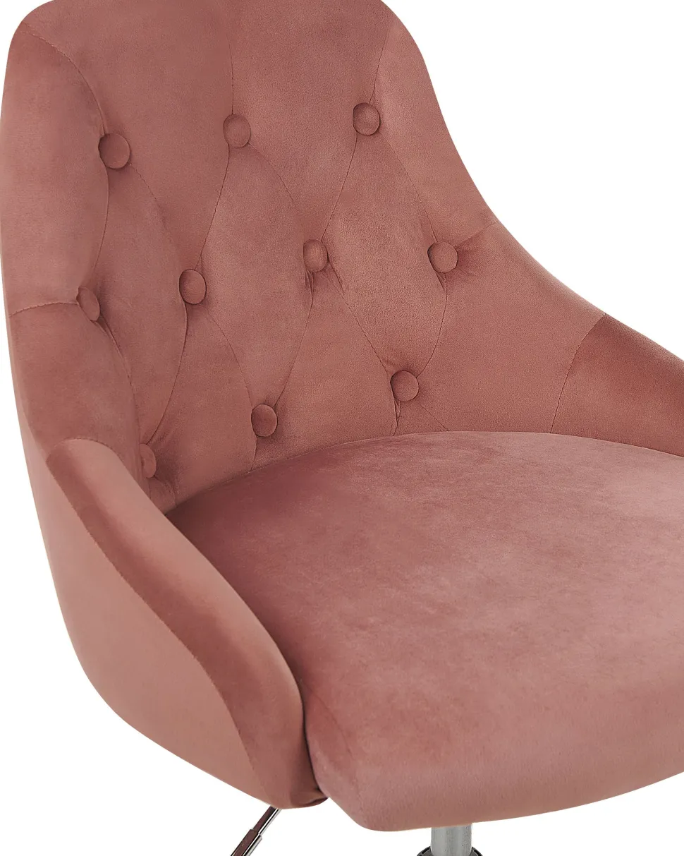 Cadeira De Escritorio Em Veludo Rosa Parrish