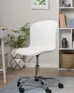 Cadeira De Escritorio Em Pele Sintetica Branca Vamo
