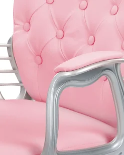 Cadeira De Escritorio Em Pele Sintetica Rosa Princess